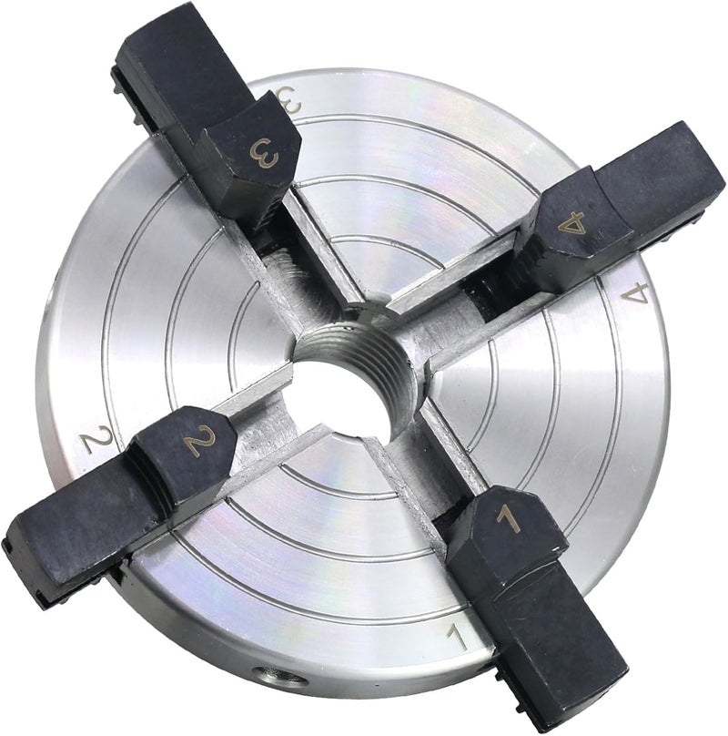 PNBO مقبض مخرطة ذات 4 فكين ذاتية التمركز 4"، خيط 1"x8TPI، فولاذ كربوني، متوافق مع المخرطة، يتضمن 1*مقبض مخرطة خشبية - Image 4